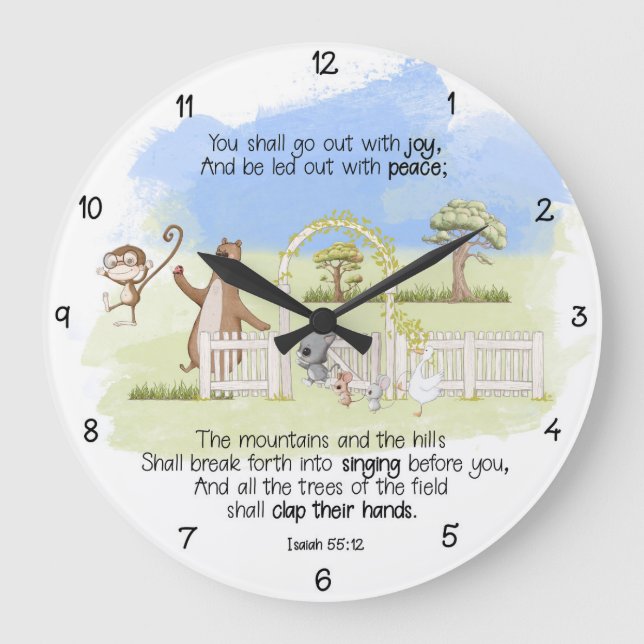 Relógio Grande Você Sairá Com Joy Isaiah 55:12 (Frente)