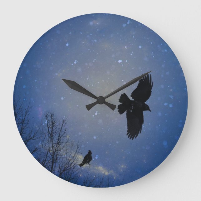 Relógio Grande Voo De Corvos No Céu Moody (Frente)