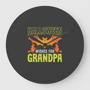Relógio Grande Vovô do Halloween Morcego Bruxa Desejos