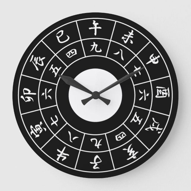 Relógio Grande Wadokei Japanese Clock Black Face White Kanji (Frente)