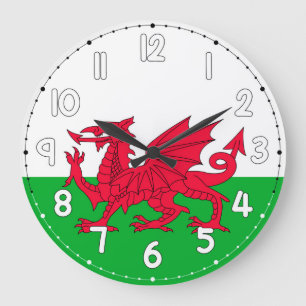 Relógio Grande Wales Flag Wall Clock – Patriotic Welsh Home Decor