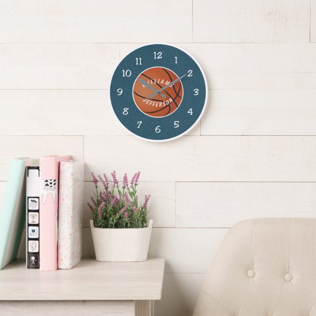 Relógio Grande Wall Clock for Basketball Fan personalize (Sala de leitura)