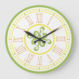 Relógio Grande Wall Clock - green, yellow and orange