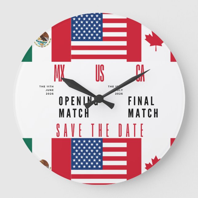 Relógio Grande Wall Clock Opening & Final Match 2026 MX-US-CA (Frente)