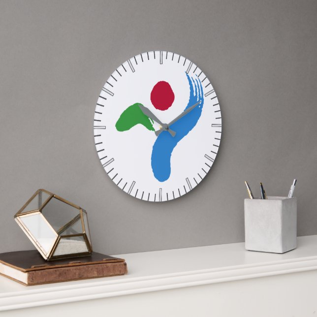 Relógio Grande Wall Clock with flag of Seoul, South Korea (Escritório)