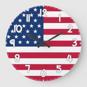 Relógio Grande Wall Clock with the United States Flag - USA Flag