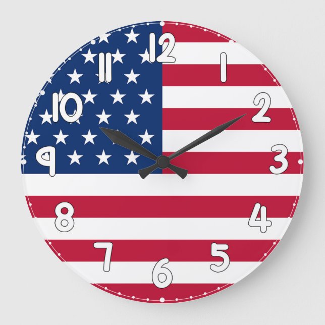 Relógio Grande Wall Clock with the United States Flag - USA Flag (Frente)