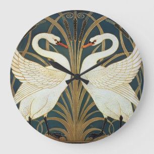 Relógio Grande Walter Crane Swan, Rush E Iris Art Nouveau