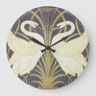 Relógio Grande Walter Crane Swan, Rush E Iris Art Nouveau