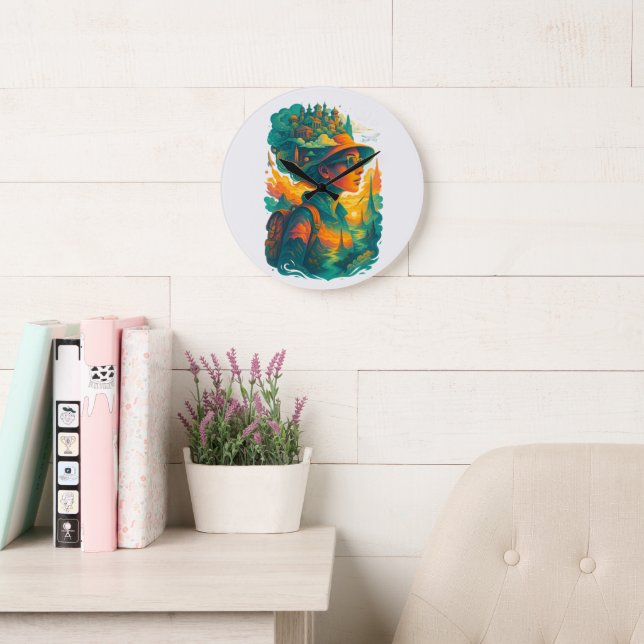 Relógio Grande Wander far. Dream big. Live free. (Sala de leitura)