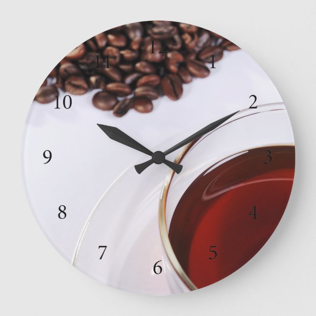 Relógio Grande Wanduhr com Kaffeebohnen motivo 2 (Frente)