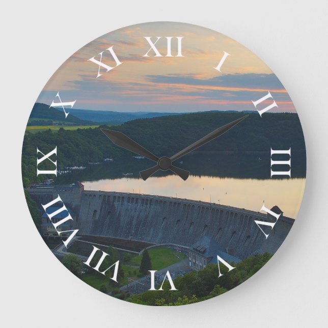 Relógio Grande Wanduhr Edersee Staumauer Sonnenuntergang (Frente)