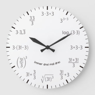 Relógio Grande Wanduhr Mathe Uhr 3 x 3 Drei mal Drei