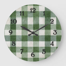 Relógio Grande Warm Country Green Cream Plaid Stripes