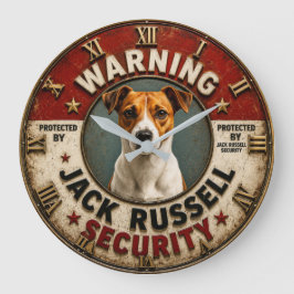 Relógio Grande Warning Protected by Jack Russell Security Funny