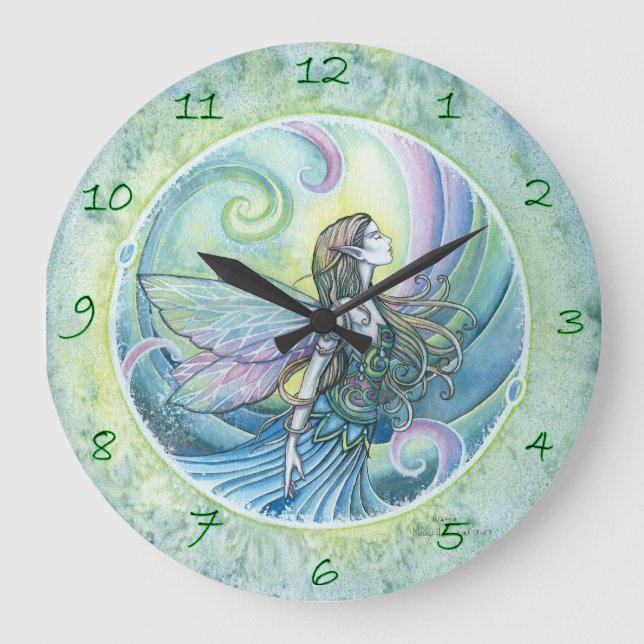 Relógio Grande Water Element Fairy Fantasy Art Clock (Frente)