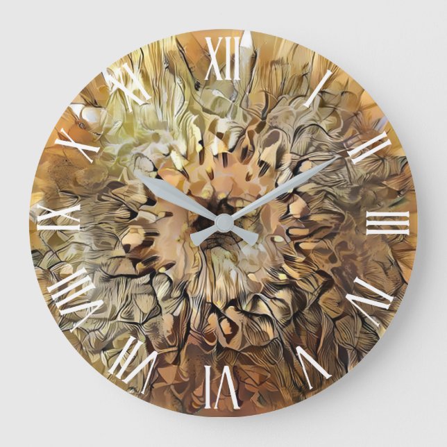 Relógio Grande Watercolor Big Sun Sunflower Elegation (Frente)