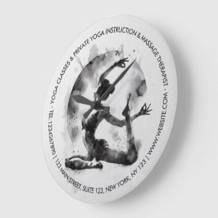 Relógio Grande Watercolor Yoga Reiki - Pose Rei Pigeon De Uma Per