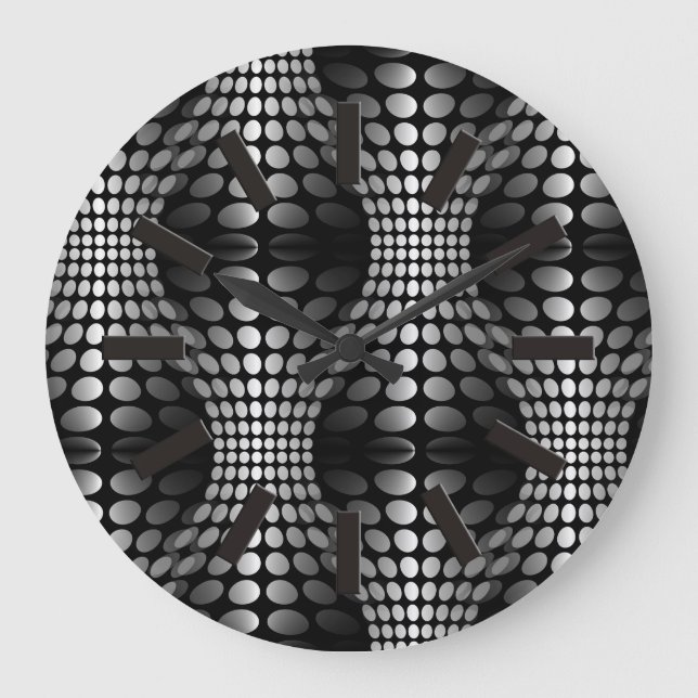 Relógio Grande Waves Pontas Papel de parede preto e branco (Frente)