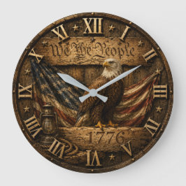 Relógio Grande We the People 1776 Rustic American Flag