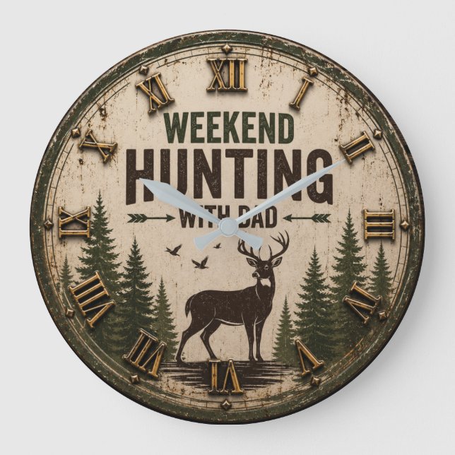 Relógio Grande Weekend Hunting with Dad Rustic Deer Hunting (Frente)