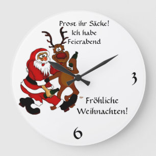 Relógio Grande Weihnachtsmann mit Elch - Prost ihr Säcke!