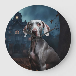 Relógio Grande Weimaraner Halloween Assustador
