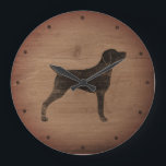 Relógio Grande Weimaraner Silhouette Rustic<br><div class="desc">Relógio de Muro de Weim Lover. A design de madeira é impressa,  não madeira real.</div>