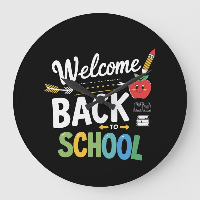 Relógio Grande Welcome Back To School First Day of School Teacher (Frente)