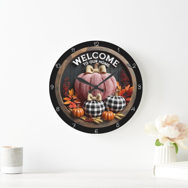 Relógio Grande Welcome Home Cozy Autumn Pumpkins (Lar)
