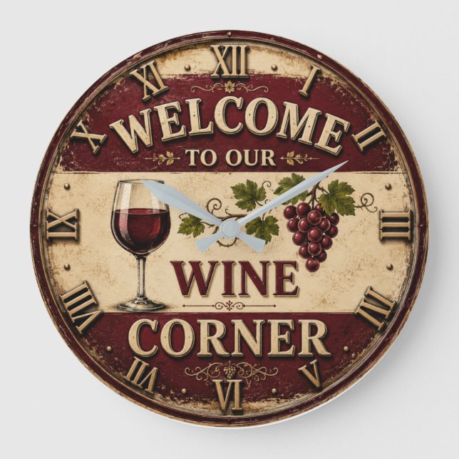 Relógio Grande Welcome to Our Wine Corner (Frente)