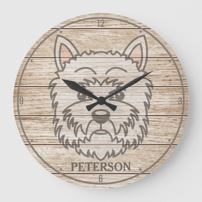 Relógio Grande West Highland White Terrier NAME Westipy Dog (Frente)