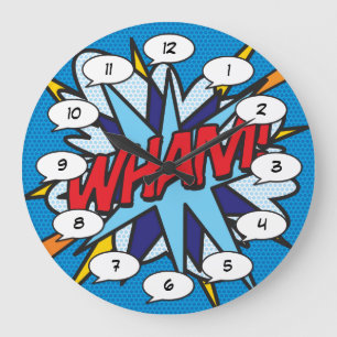 Relógio Grande WHAM Diversão Retro Quadrinhos Pop Art