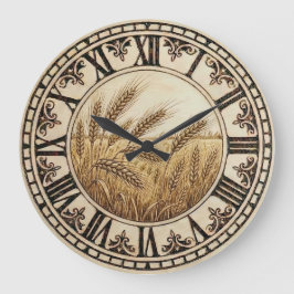 Relógio Grande Wheat Wall Clock | Farmhouse Decor