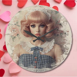 Relógio Grande Whimsical Vintage Dolcore Girl
