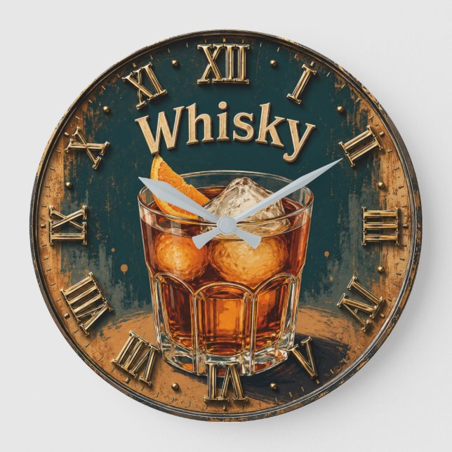Relógio Grande Whisky Glass Bar Decor (Frente)