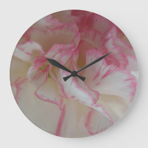 Relógio Grande White and Pink Carnation Wall Clock