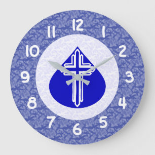 Relógio Grande White Cross Blue Teardrop White - Blue Background