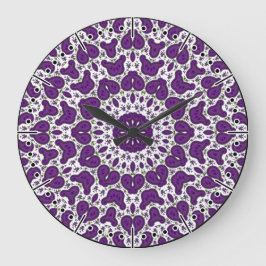 Relógio Grande White e Purple Paisley, Caleidoscope Boho
