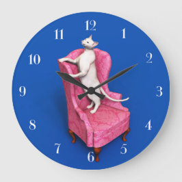 Relógio Grande White oriental cat round clock