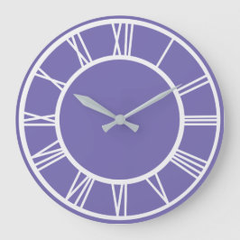 Relógio Grande White Roman Numeral Border Pattern Lt Purple Round