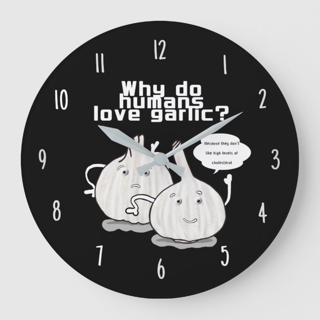 Relógio Grande Why People Love Garlic – Funny Kitchen Wall Clock (Frente)