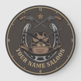 Relógio Grande Wild West Revolver Horsferes Western Cowboy Saloon