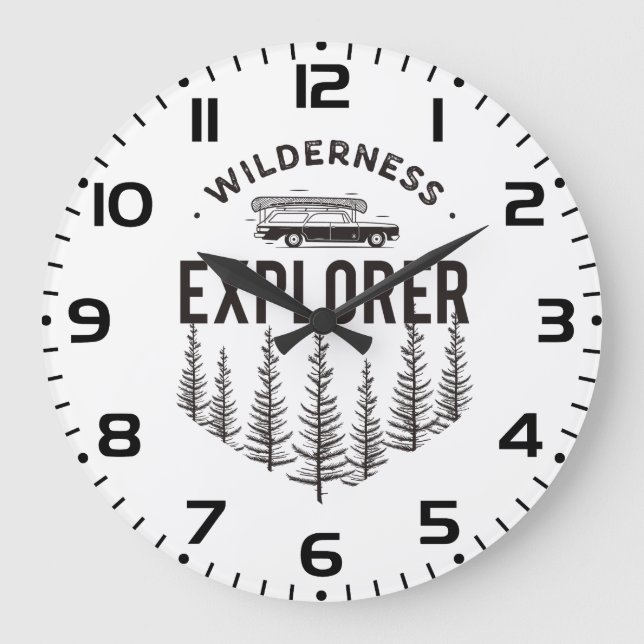 Relógio Grande Wilderness Explorer Station Wagon Canoe Trees (Frente)