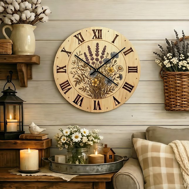 Relógio Grande Wildflower Wall Clock - Gentle Natural Harmony (Criador carregado)