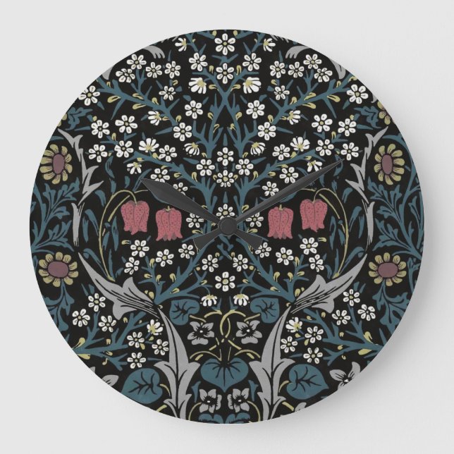 Relógio Grande William Morris Blackthorn Floral Art Nouveau (Frente)