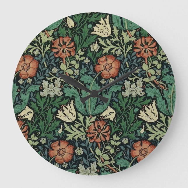 Relógio Grande William Morris Compton Floral Art Nouveau Pattern (Frente)