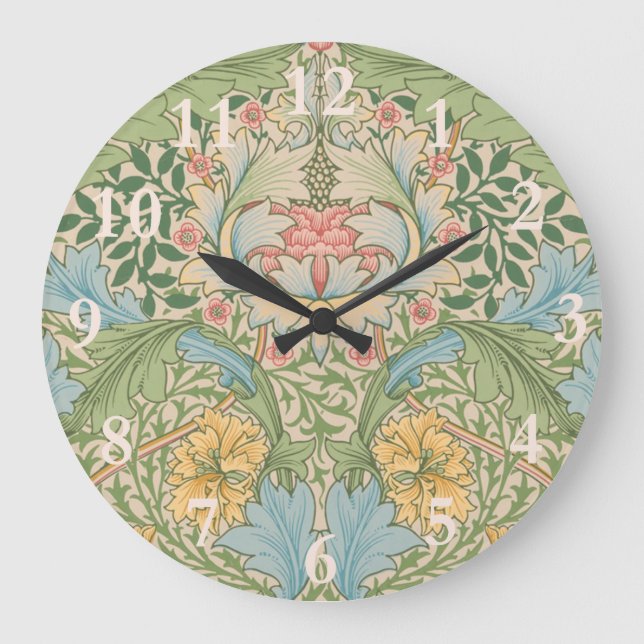 Relógio Grande William Morris Flor de Murta Floral Botânico (Frente)