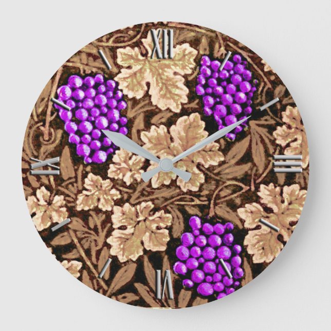 Relógio Grande William Morris Grapevine, Brown and Purple (Frente)