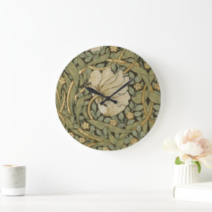 Relógio Grande William Morris Pimpernel Vintage Pré-Rafaelita